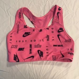 Pink Nike sports bra